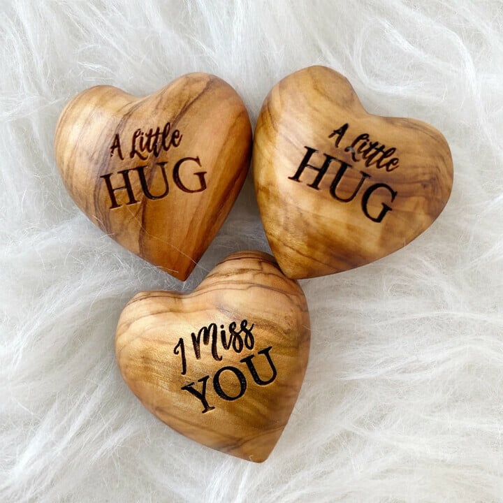 Little Pocket Hug Wooden Heart Token--Miss You Note, Isolation Gift for Someone You Love
