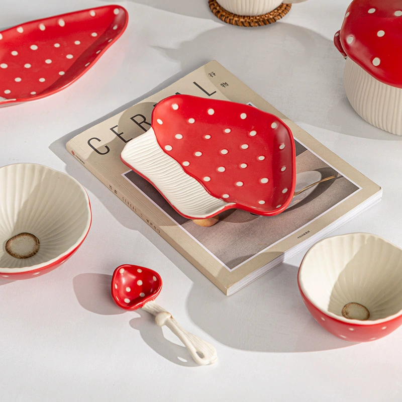 🔥Buy More Save More🔥Ceramic Red Mushroom Tableware