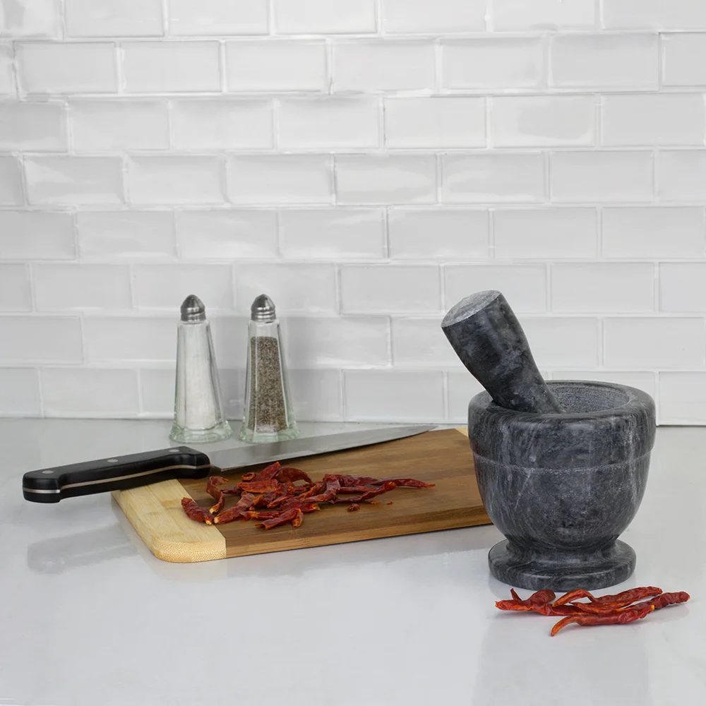 Home Basics Marble Mortar and Pestle, Black