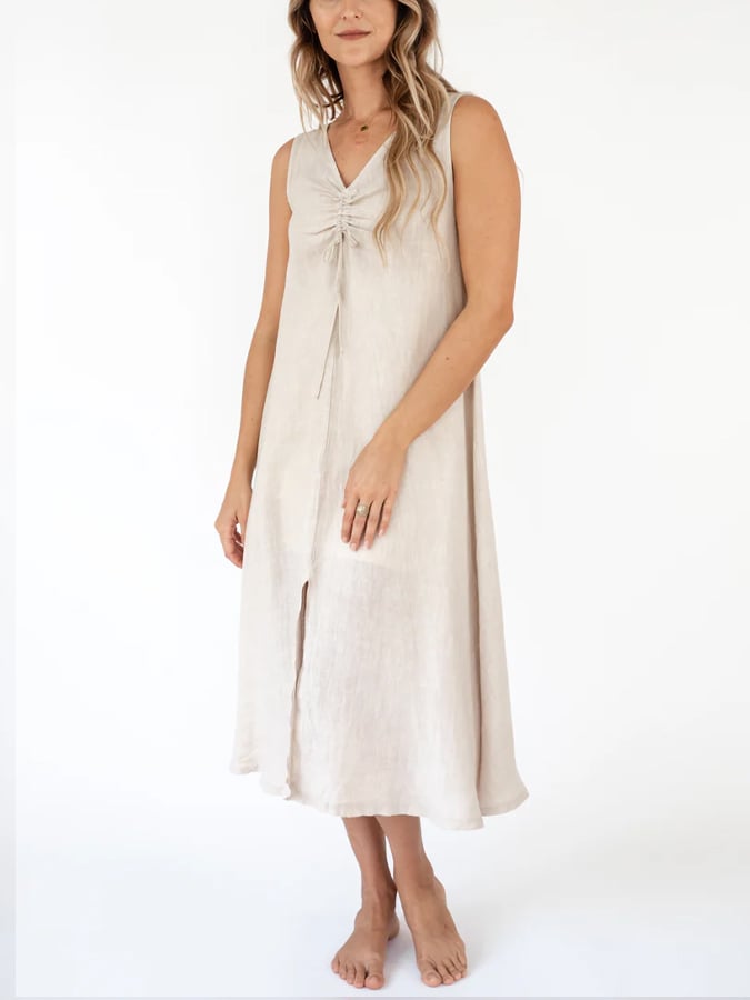 Women's Solid Color Cotton Linen Dress