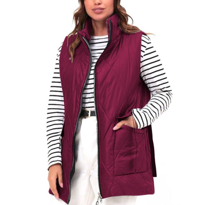 Sleeveless Mid-Length Cotton Vest for Women