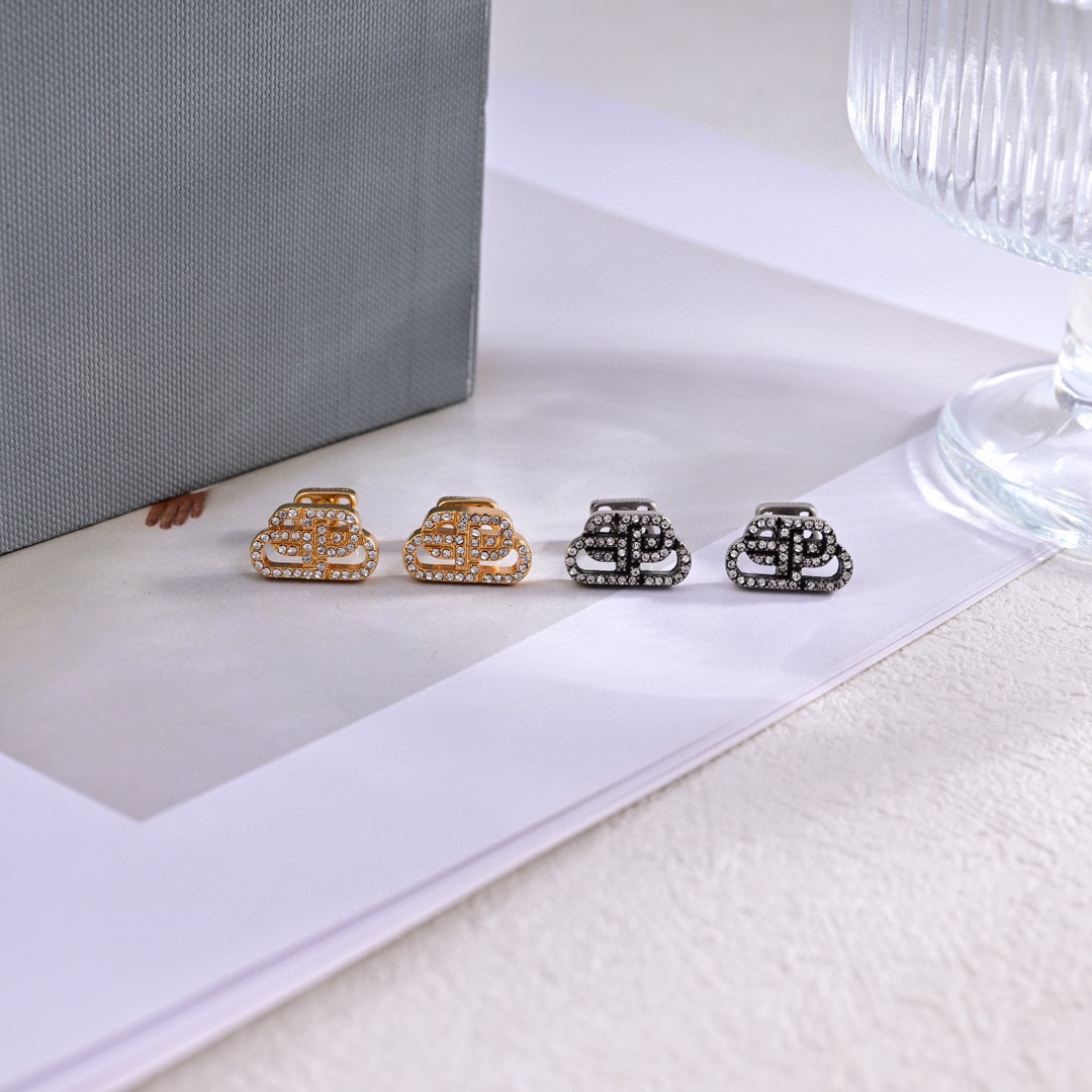 Balenciaga BB Diamond Stud Earrings