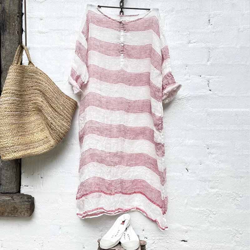 Stripe Color Matching Comfortable Casual Long Sleeved Midi Dress