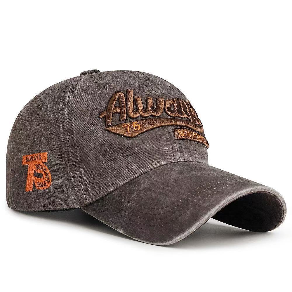 Men's 3D embroidered letter baseball cap、made of washed denim fabric、versatile and stylish、 suitable for both men and women.