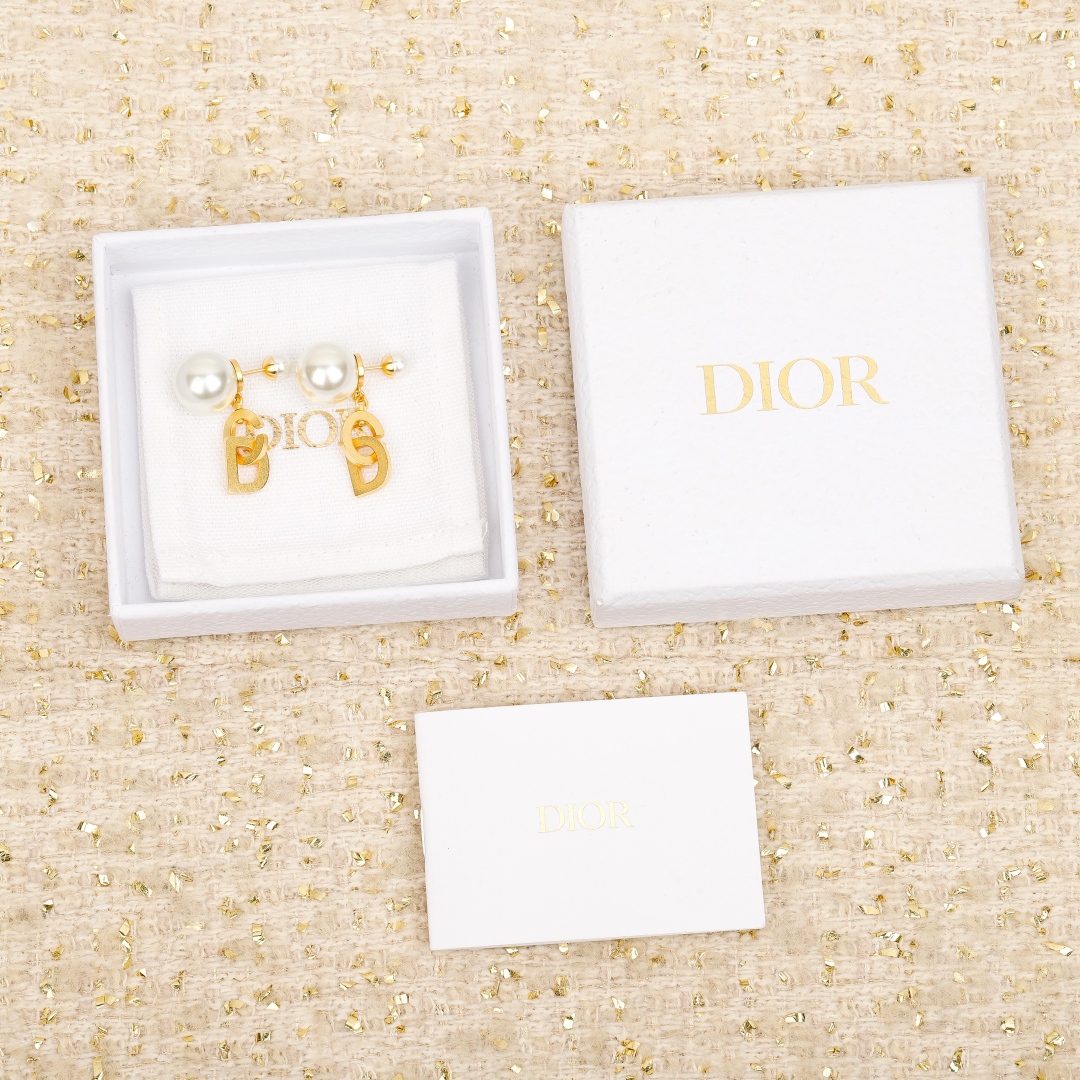 Dior Alphabet Pearl Earrings