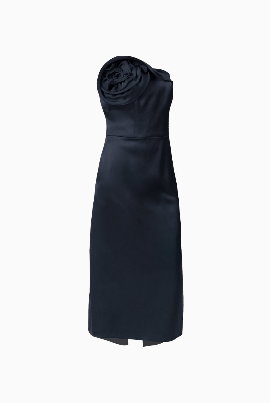 Vestido strapless con abertura