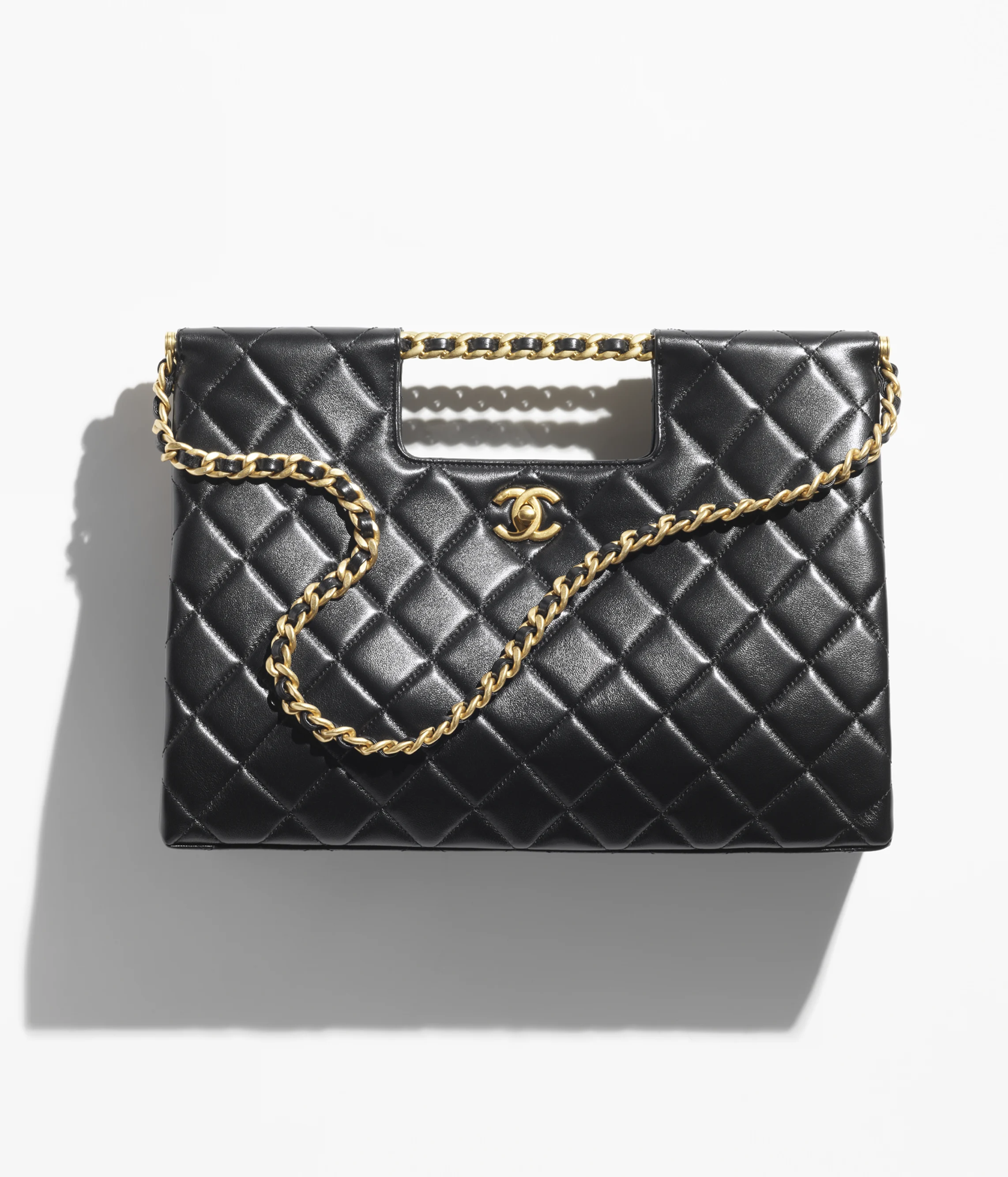 Chanel Shopping Bag Shiny Lambskin & Gold-Tone Metal Black AS5407-B20556-94305