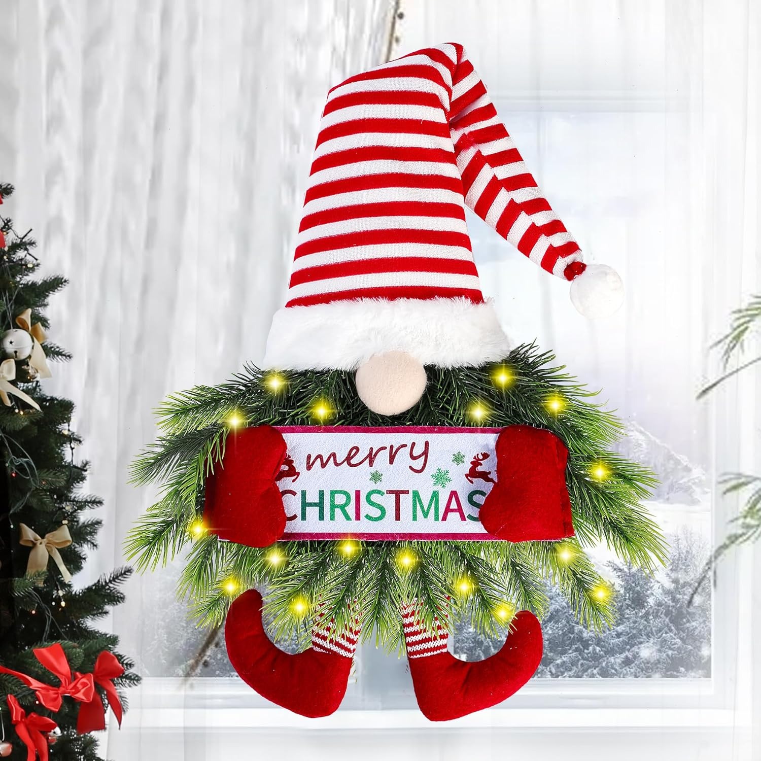 ✨Last Day 50% OFF✨Pine Needle Christmas Gnome Wreath