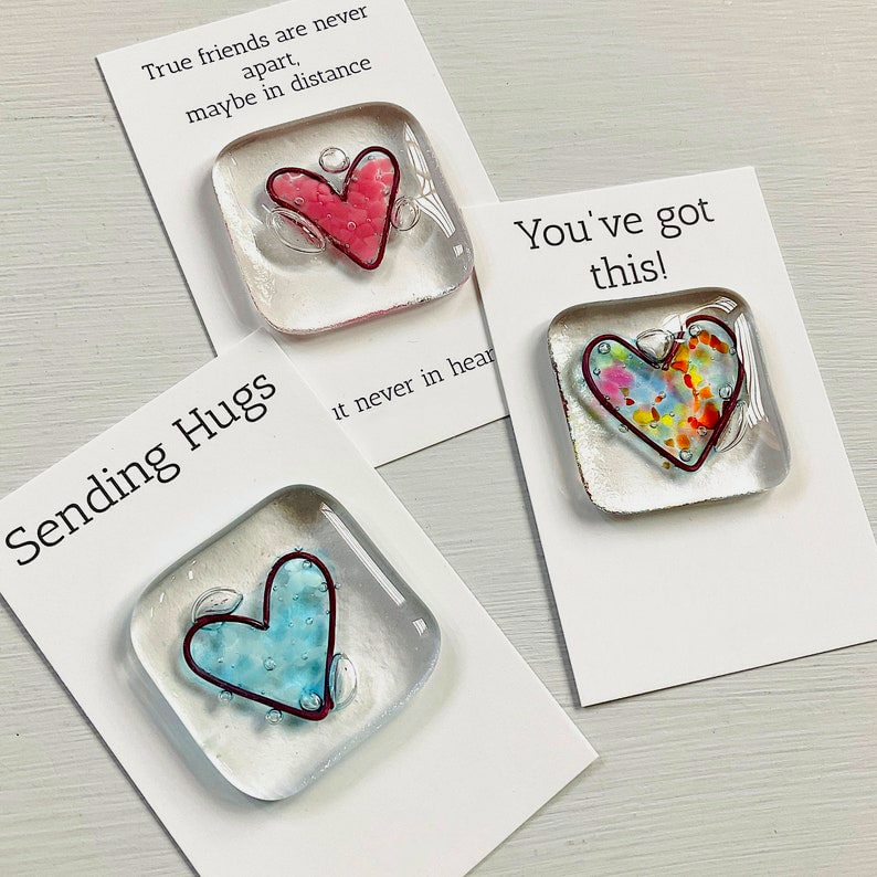 Fused Glass Heart Pocket Token