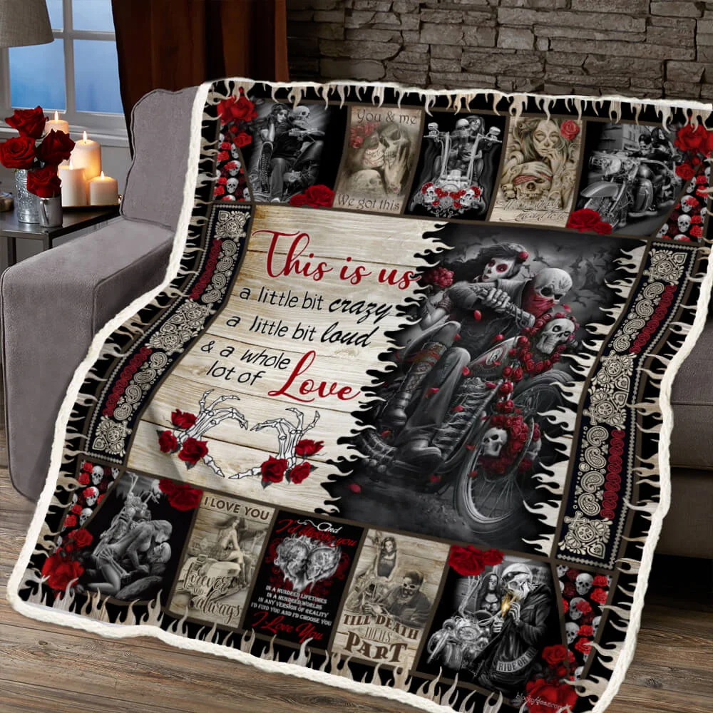 Skull Biker Couple. This Is Us Sofa Throw Blanket