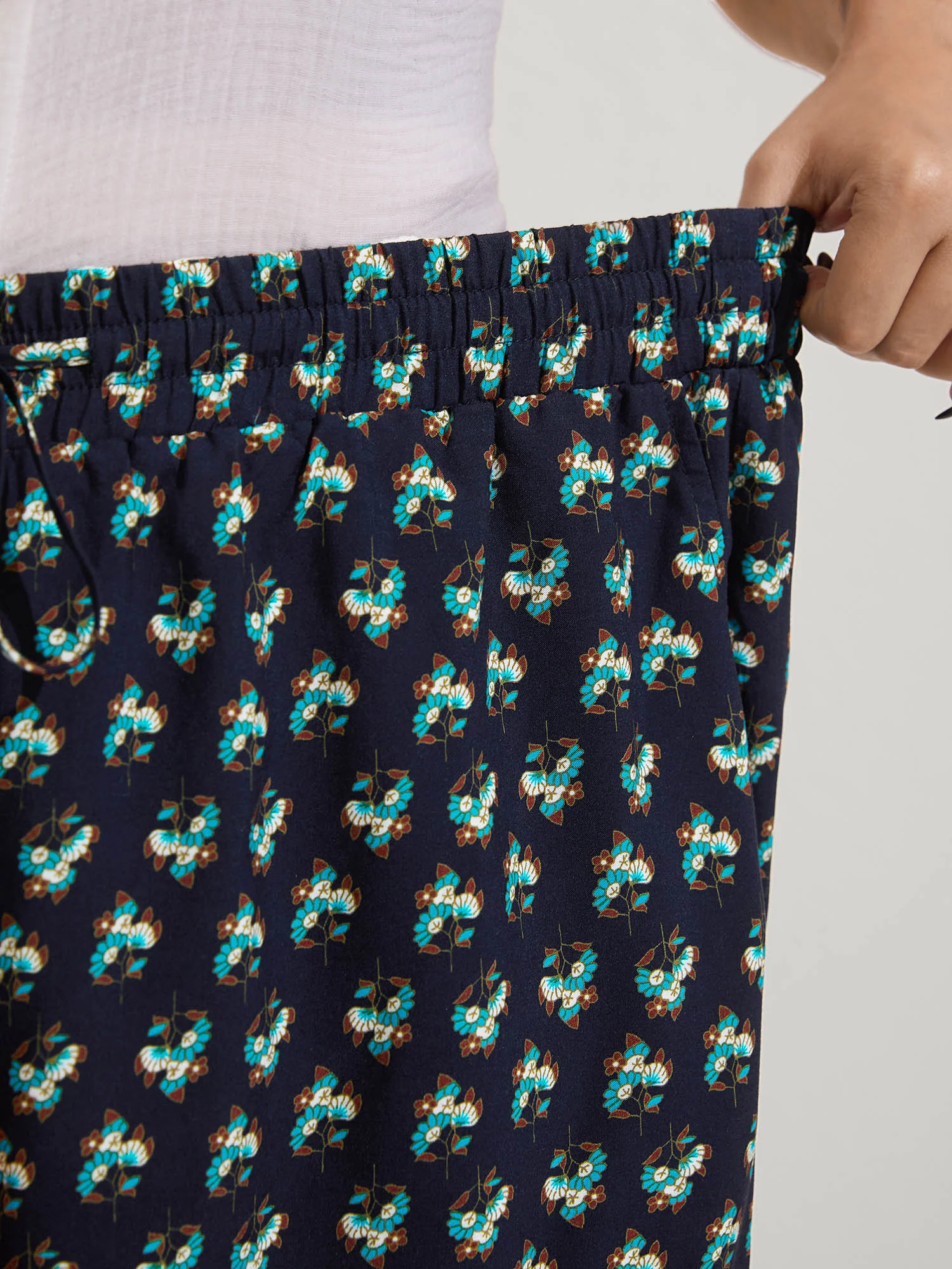 Boho Stretchy Waist Wide-Leg Pants