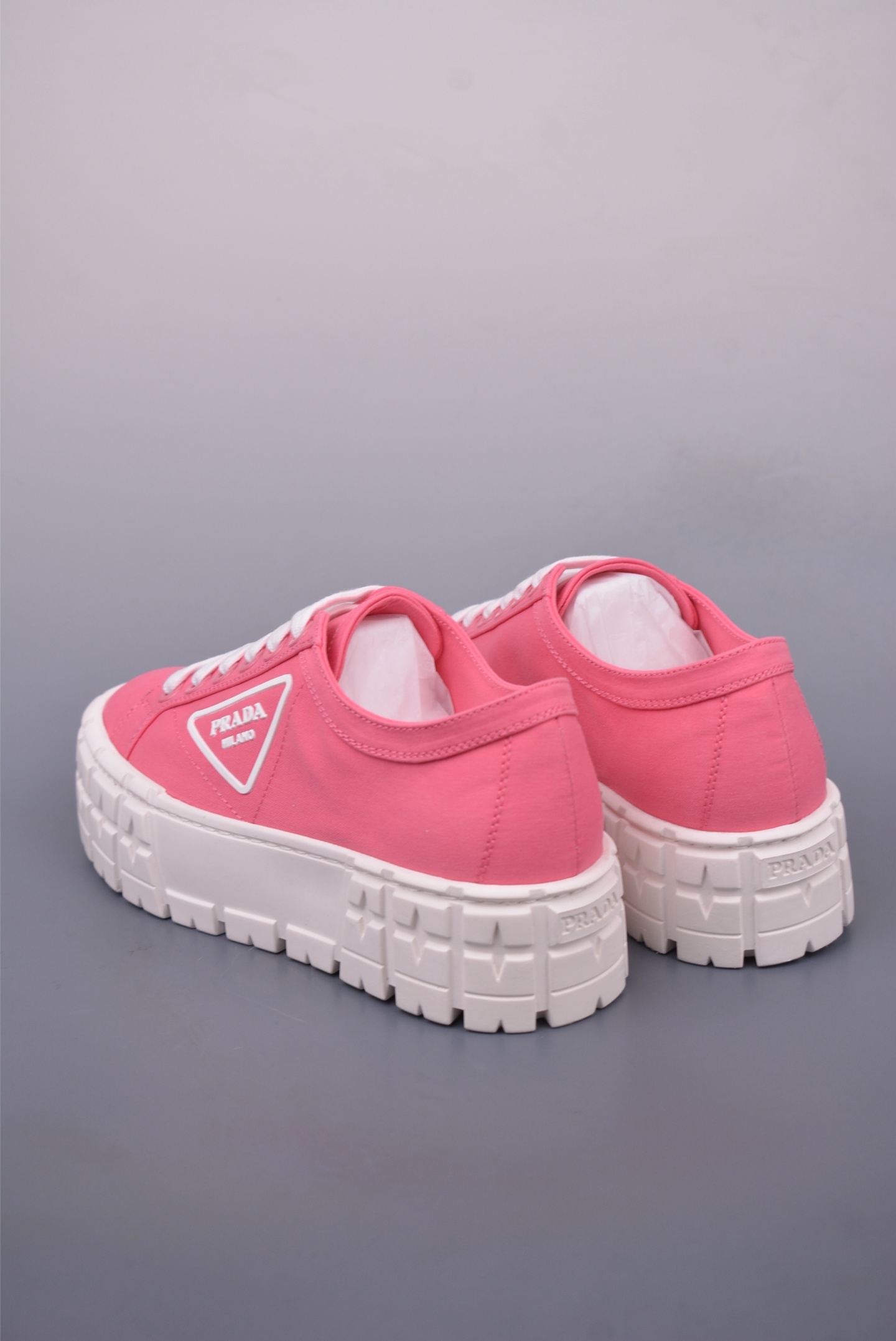 Prada Nylon Gabardine Low Sneakers Canvas Pink White SPAZZOL