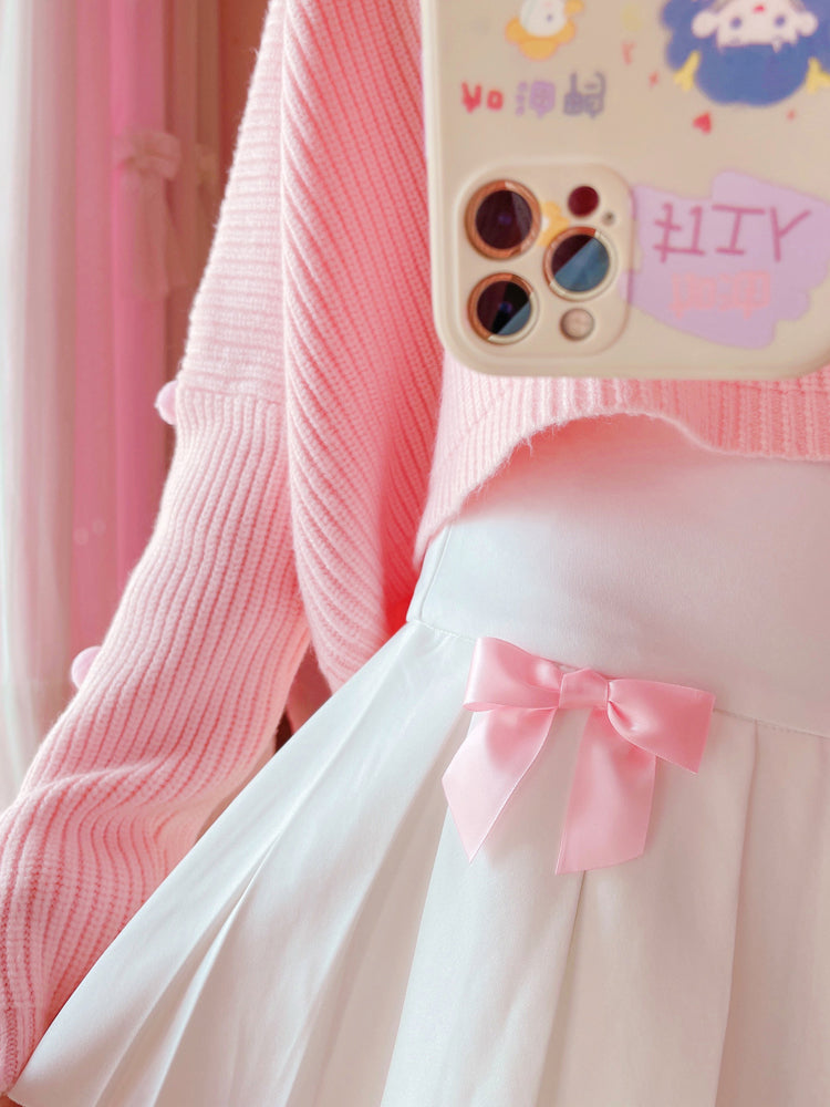 Kawaii Bow Pleated Mini Skort