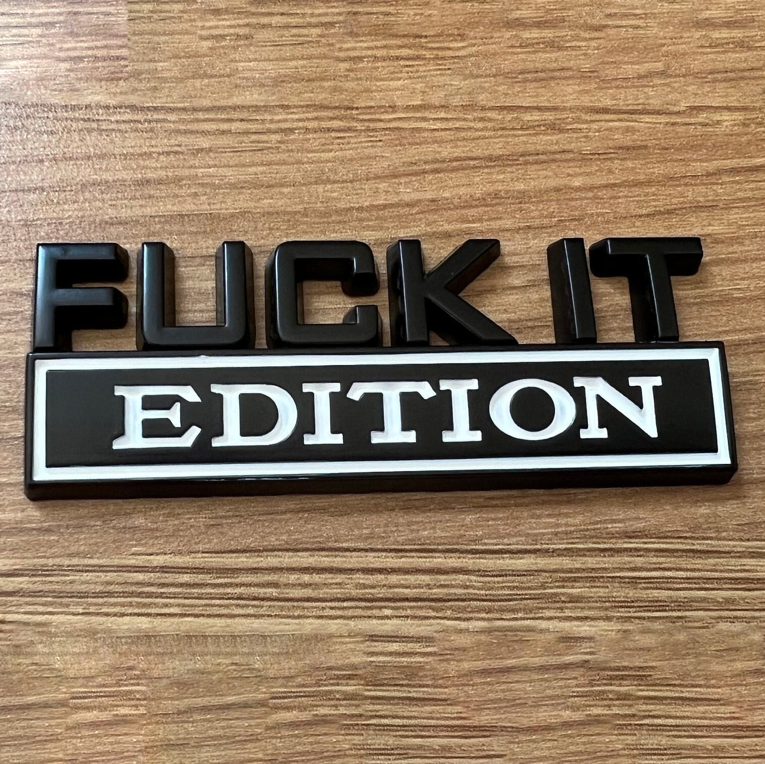 Funny Metallic Decal Emblem | Smile-inducing panel