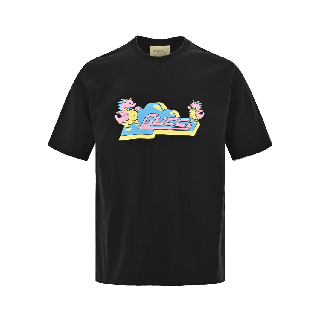 Gucci 24ss Dragon Year Series Cartoon Print Short Sleeve