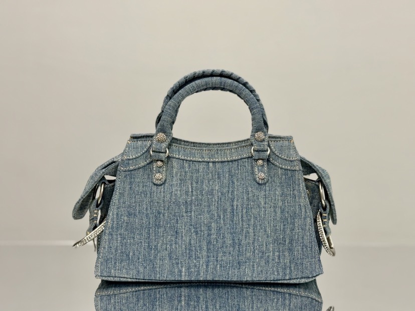 Balenciaga neo cagole denim blue motorcycle bag