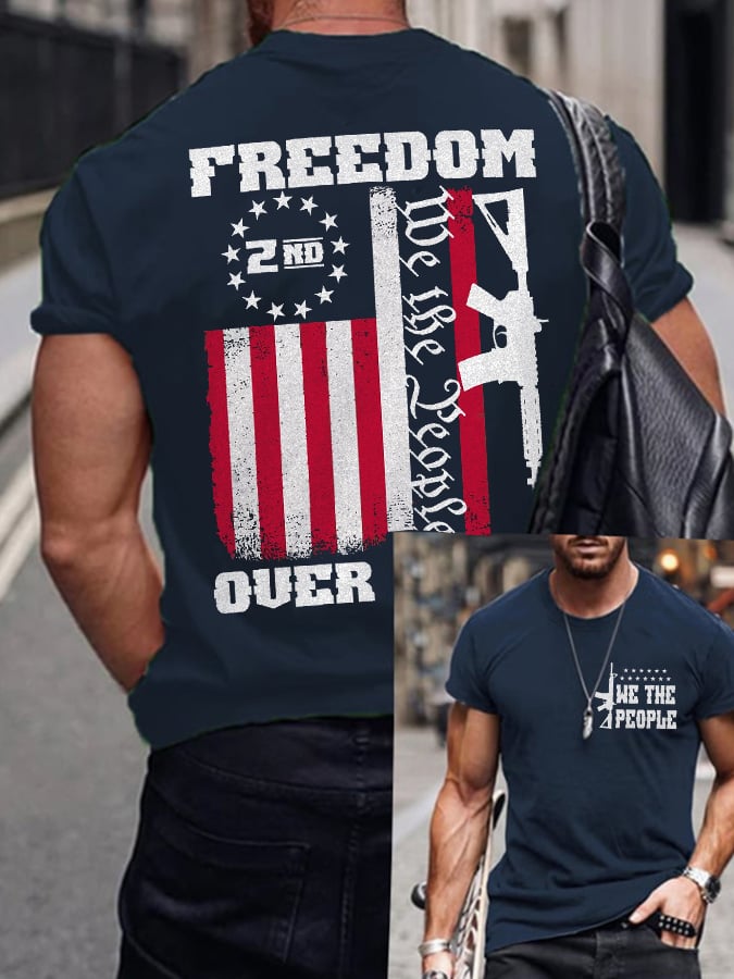 Men's Casual Independence Day Printed Round Neck Short Sleeve T-Shirt