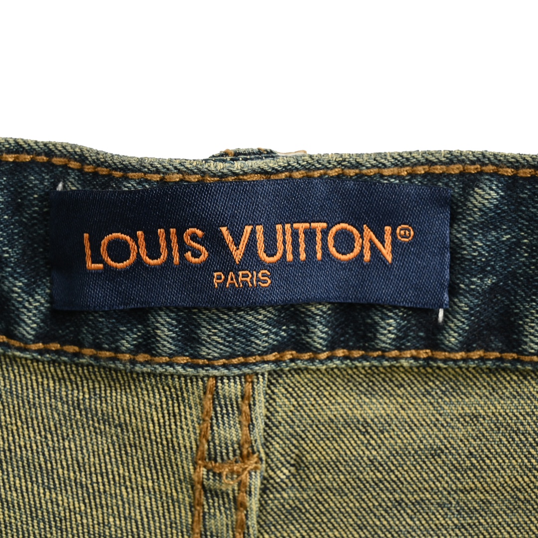 Louis Vuitton 24Fw Back Pocket Ink Splash Lettering Jeans