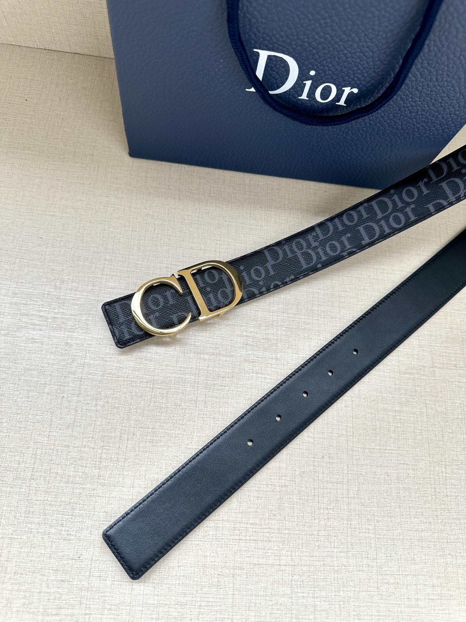Dior Oblique Galaxy printed leather belt 3.5CM wide