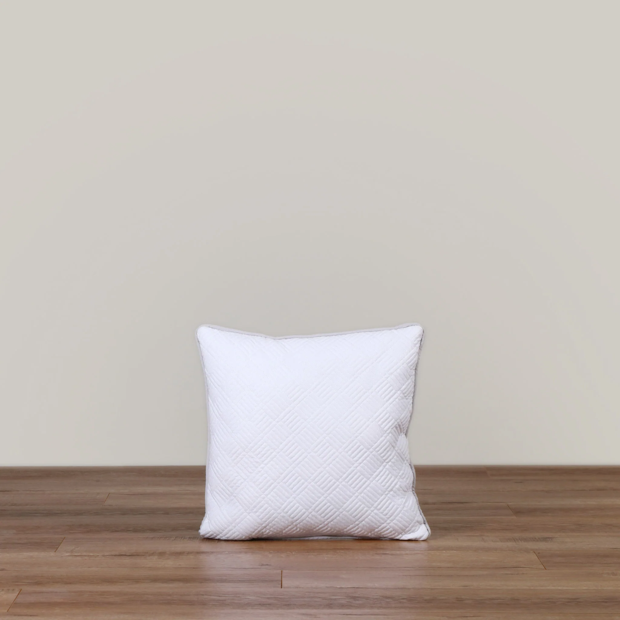 Cojín decorativo cuadrado Blanco Pompón Gris