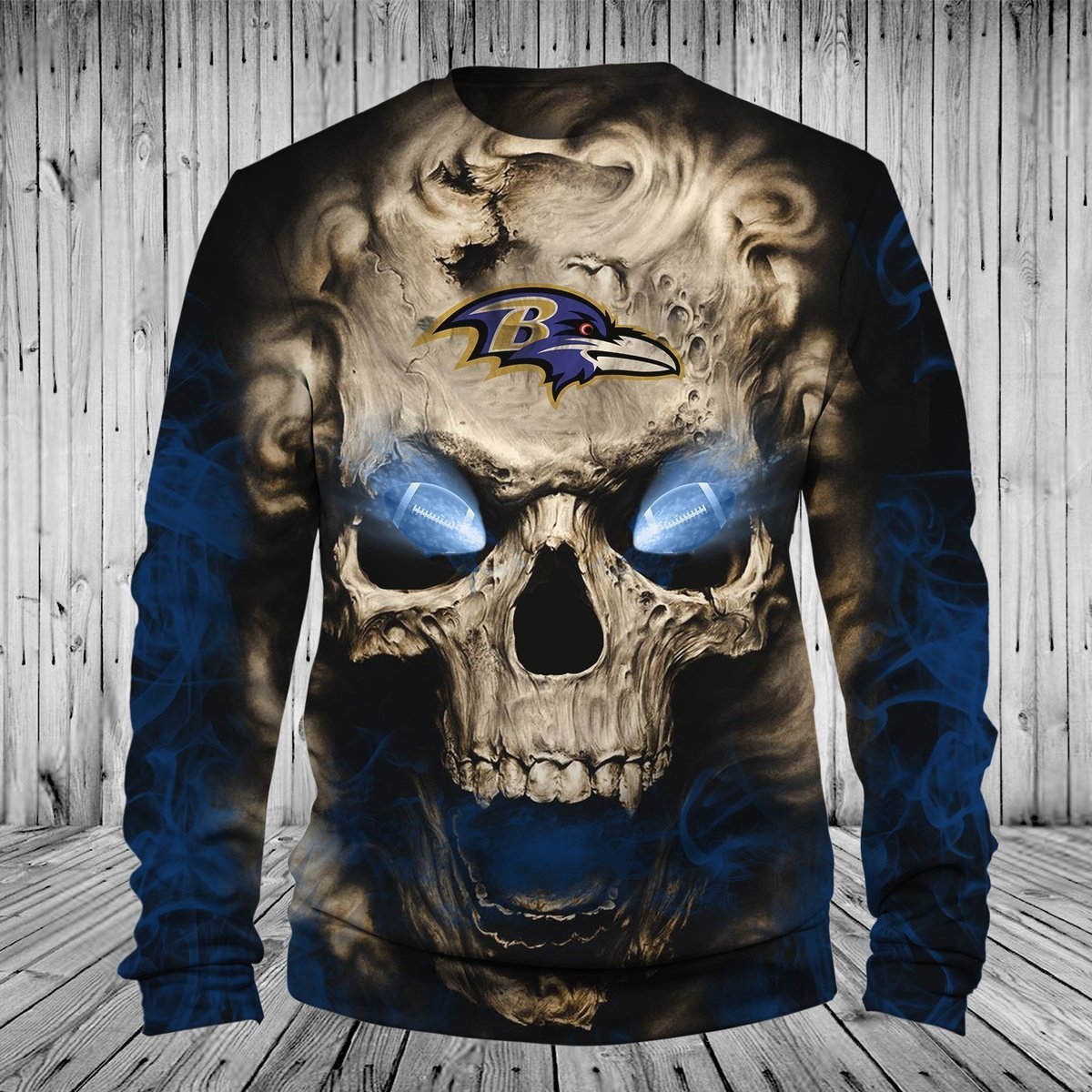 RAVENS 3D HOODIE SKULL53