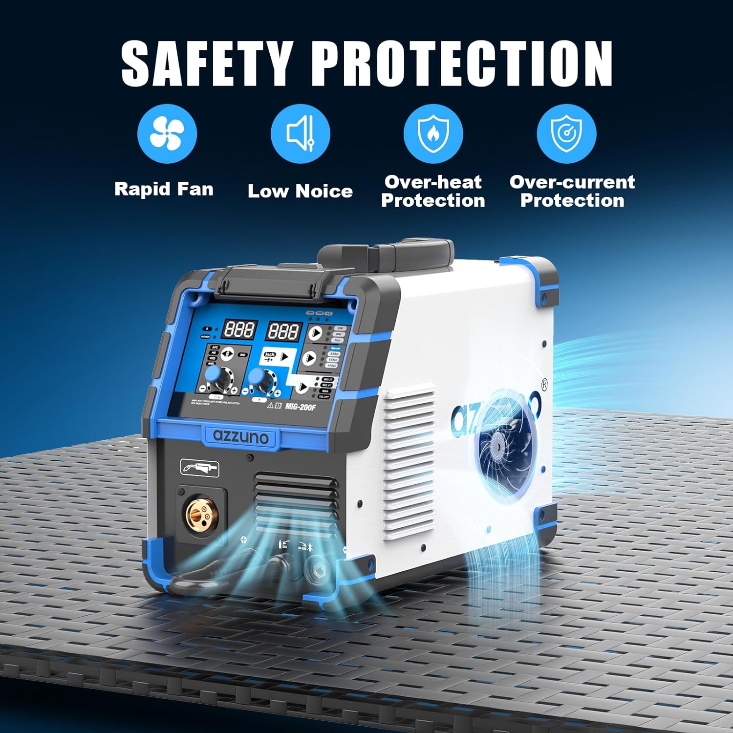 AZZUNO 200A MIG Welder 110V/220V Dual Voltage multiprocess welder Gas Gasless MIG Welding Machine