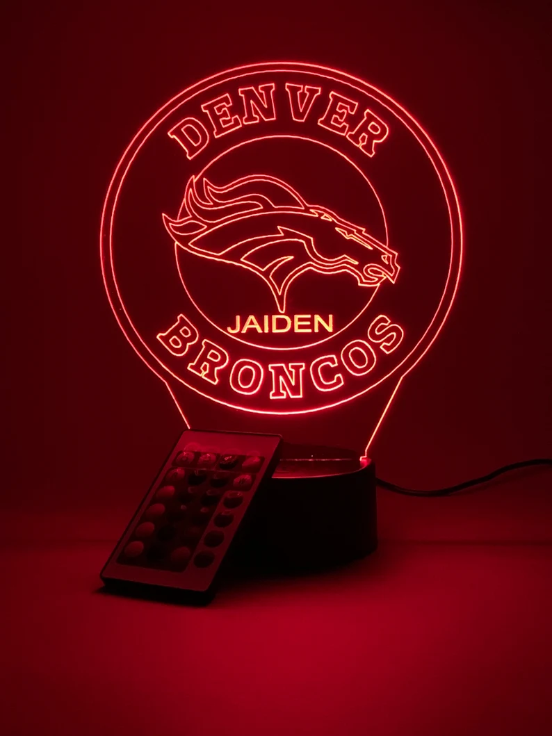 DENVER BRONCOS 3D LAMP PERSONALIZED