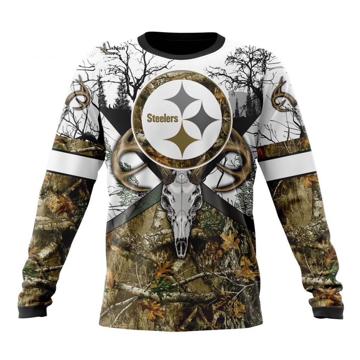 PITTSBURGH STEELERS DEER SKULL AND FOREST 3D HOODIE