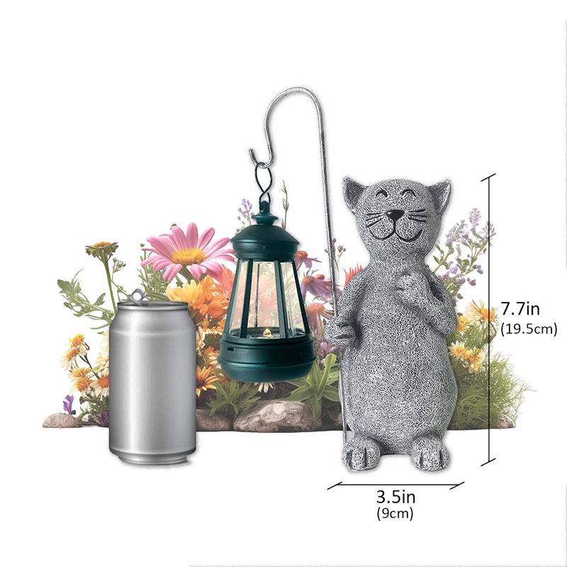 Cat Garden Statue with Lantern