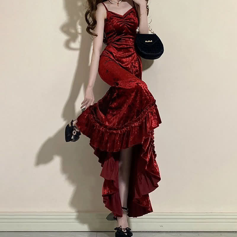 Vintage V-neck Fishtail Slip Dress
