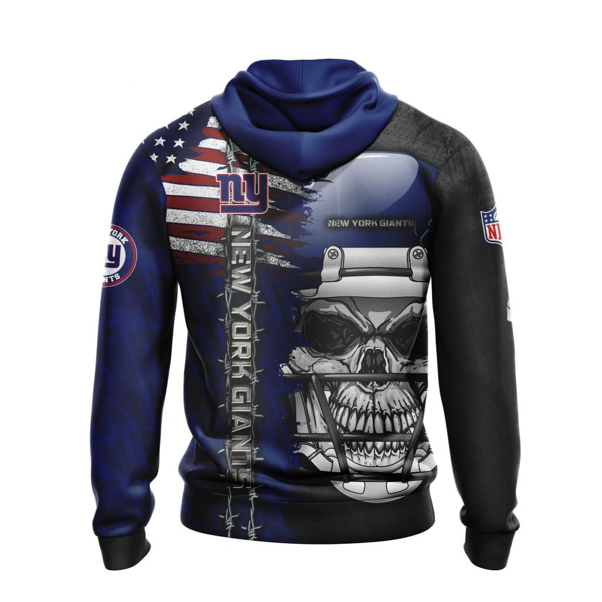 NEW YORK GIANTS 3D HOODIE SKULL0803
