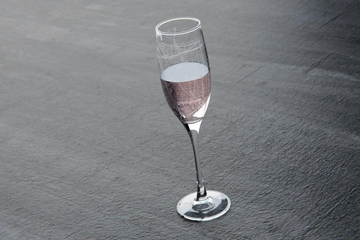 Home Town Map Stemmed Champagne Flute Pair