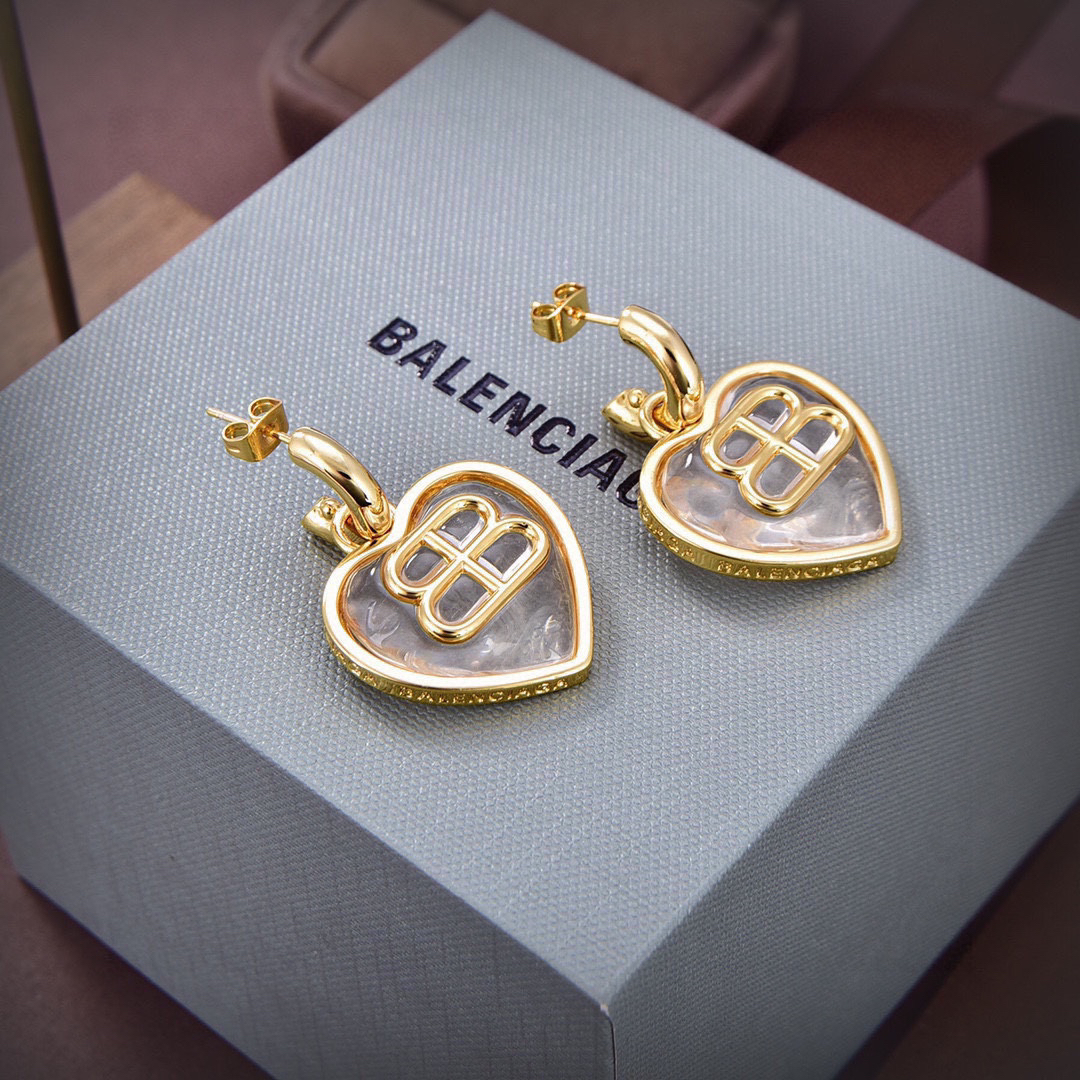 Balenciaga Transparent Baby Heart Earrings