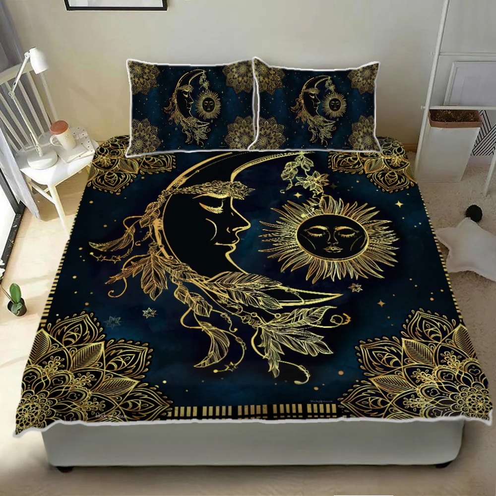 Sun and Moon Mandala Quilt Bed Set
