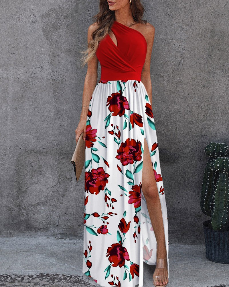 Women's Slanted Shoulder Cutout Gradient Dress