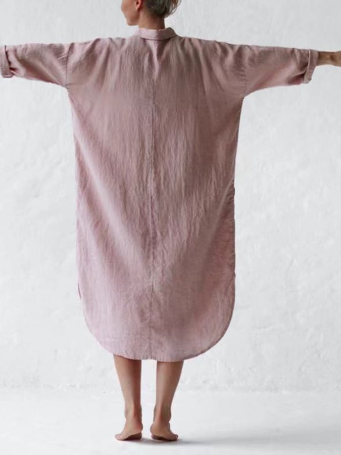 Cotton Slim Irregular Pocket Dress