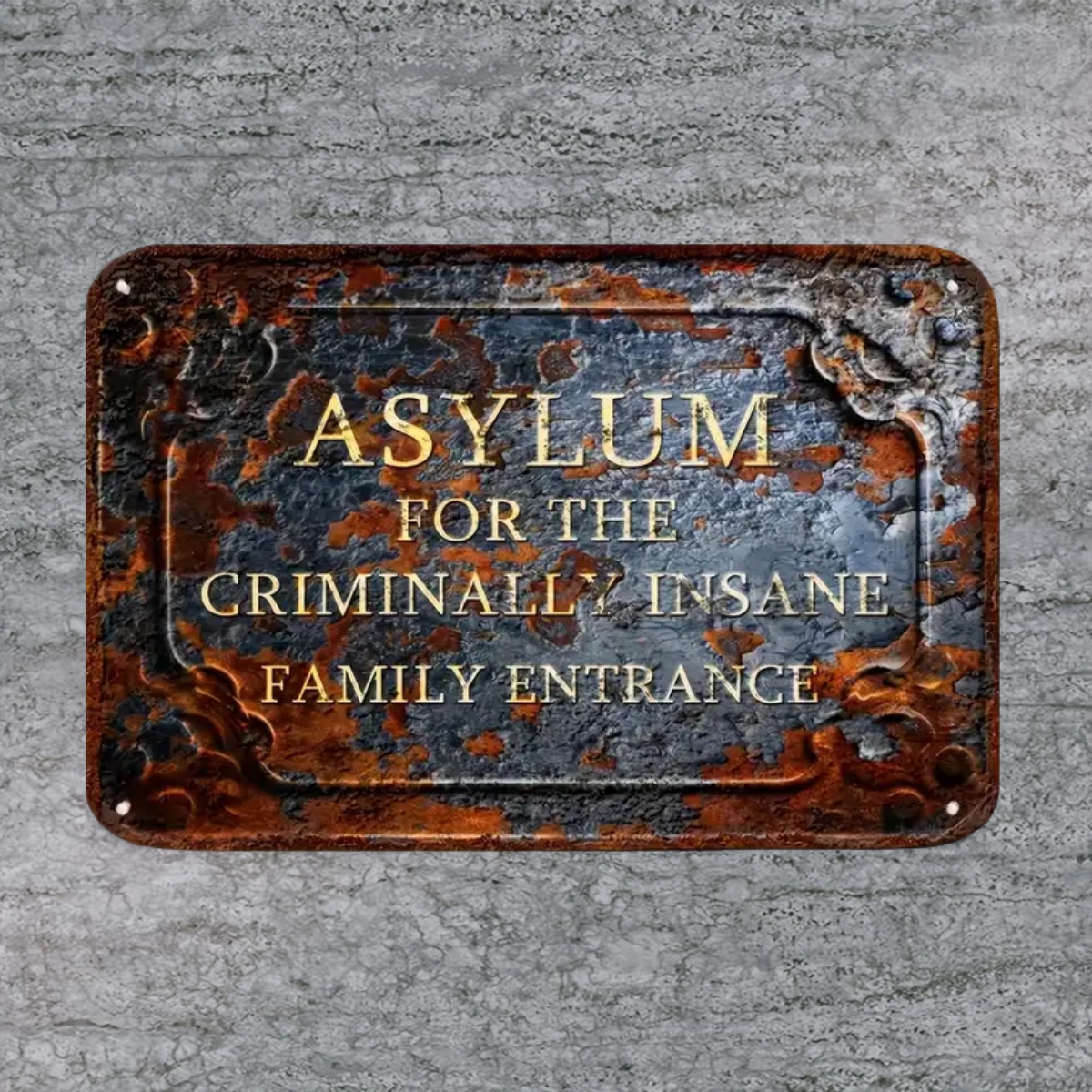 ON SALE🔥Asylum for the Criminally Insane Family Entrance - Fun Vintage Decor (18.5in x 11.8in)