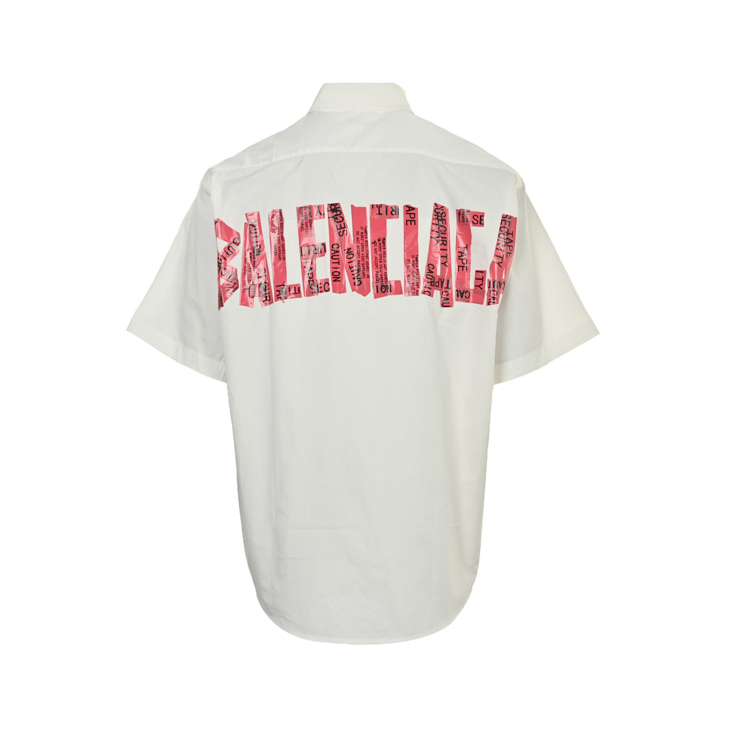 Balenciaga 25ss short-sleeved shirt with red tape on the back
