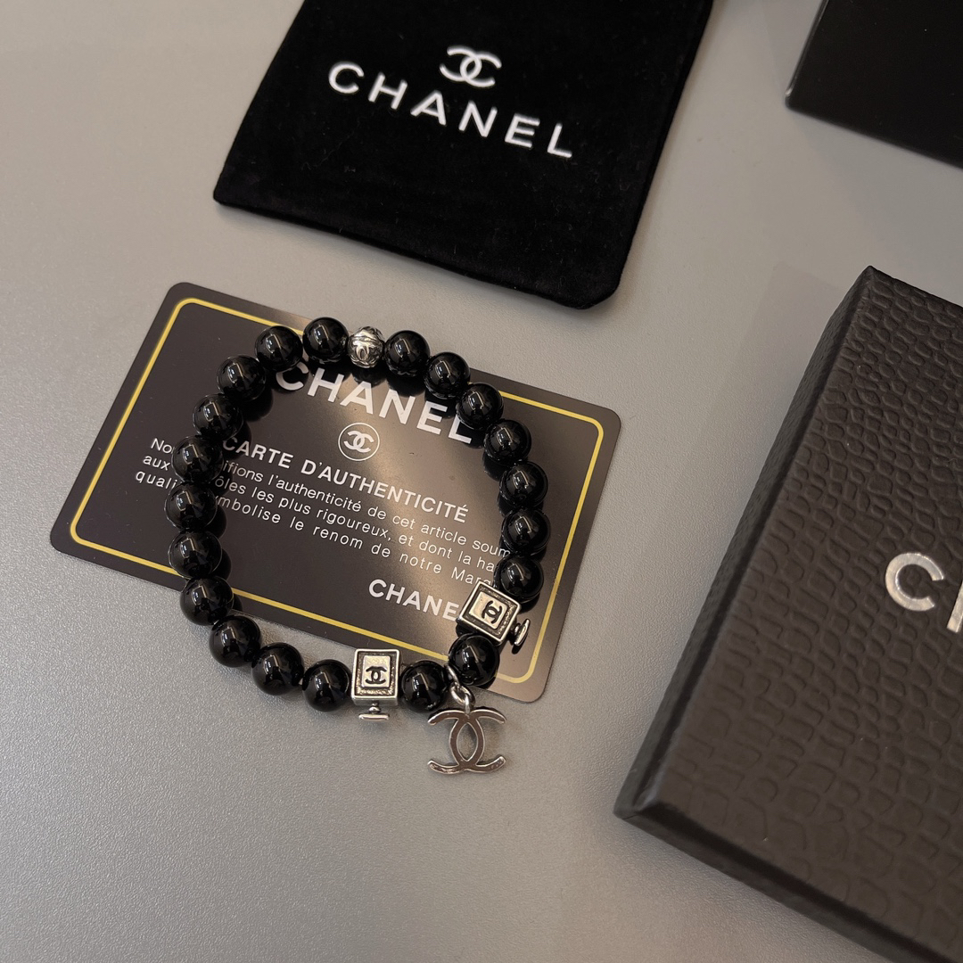 Chanel obsidian distressed bracelet