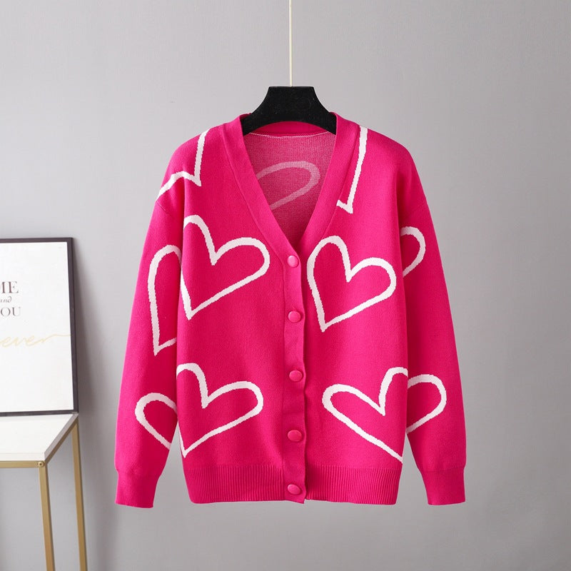 European And American Knitwear Sweater Love Short Cardigan Coat