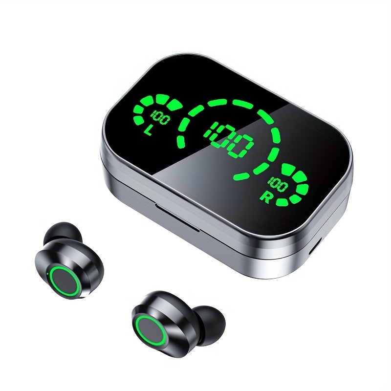 1 Set Wireless Earphones With Mirror Digital Display, Hifi Sound Quality, High Power, Emergency Charging Function For In-Ear Wireless Earphones, High-definition Voice Touch Operation, Automatic Connection To Binaural Call Earphones Charging Level Display