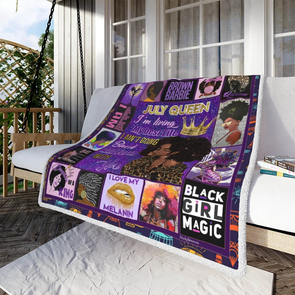 July Girl Black Queen Sofa Throw Blanket