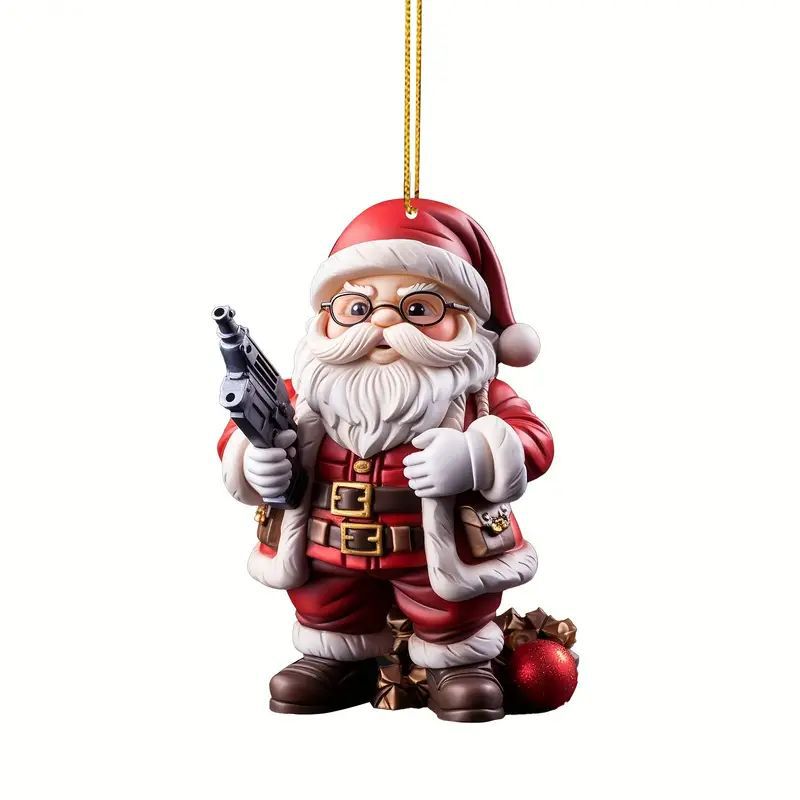 Badass Santa Ornament – Action-Packed Christmas Decor