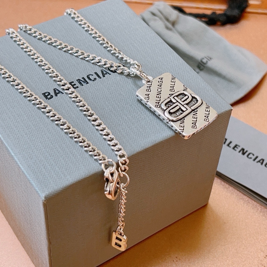 Balenciaga BB Square Chain Necklace