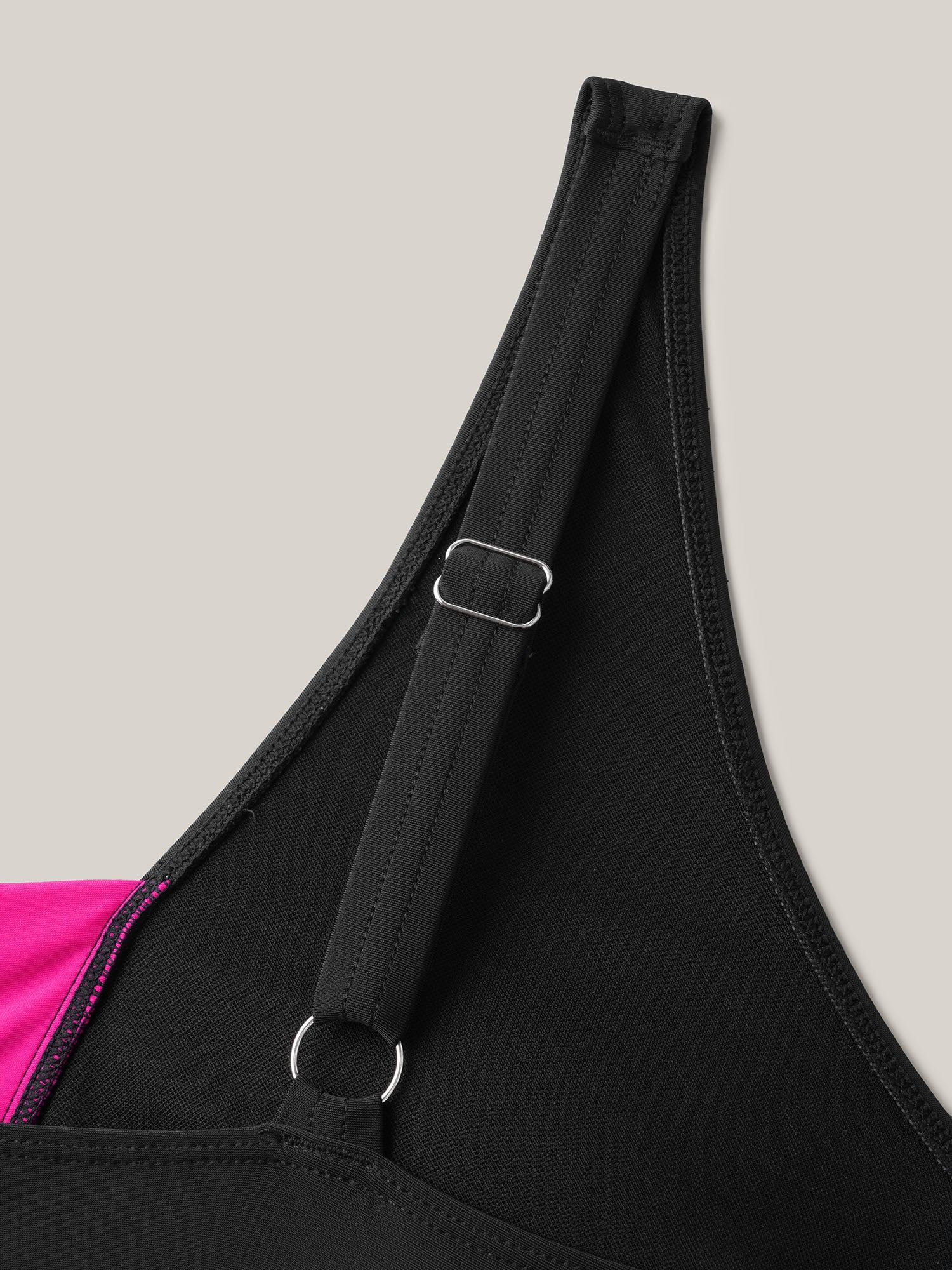 V Neck Color Contrast Swim Dress