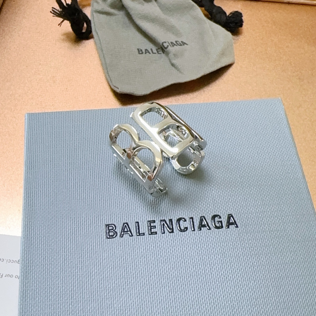 Balenciaga Hollow Silver Ring