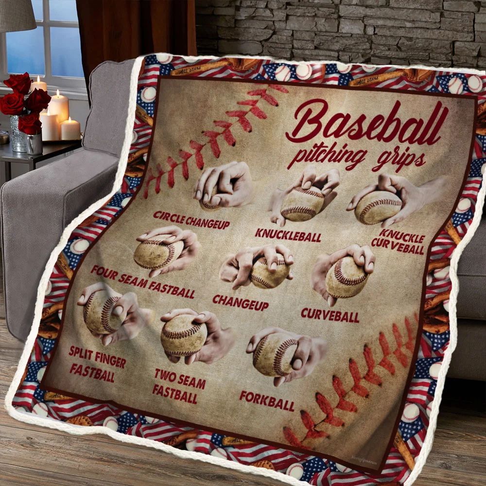Baseball Pitching Grips Sofa Throw Blanket