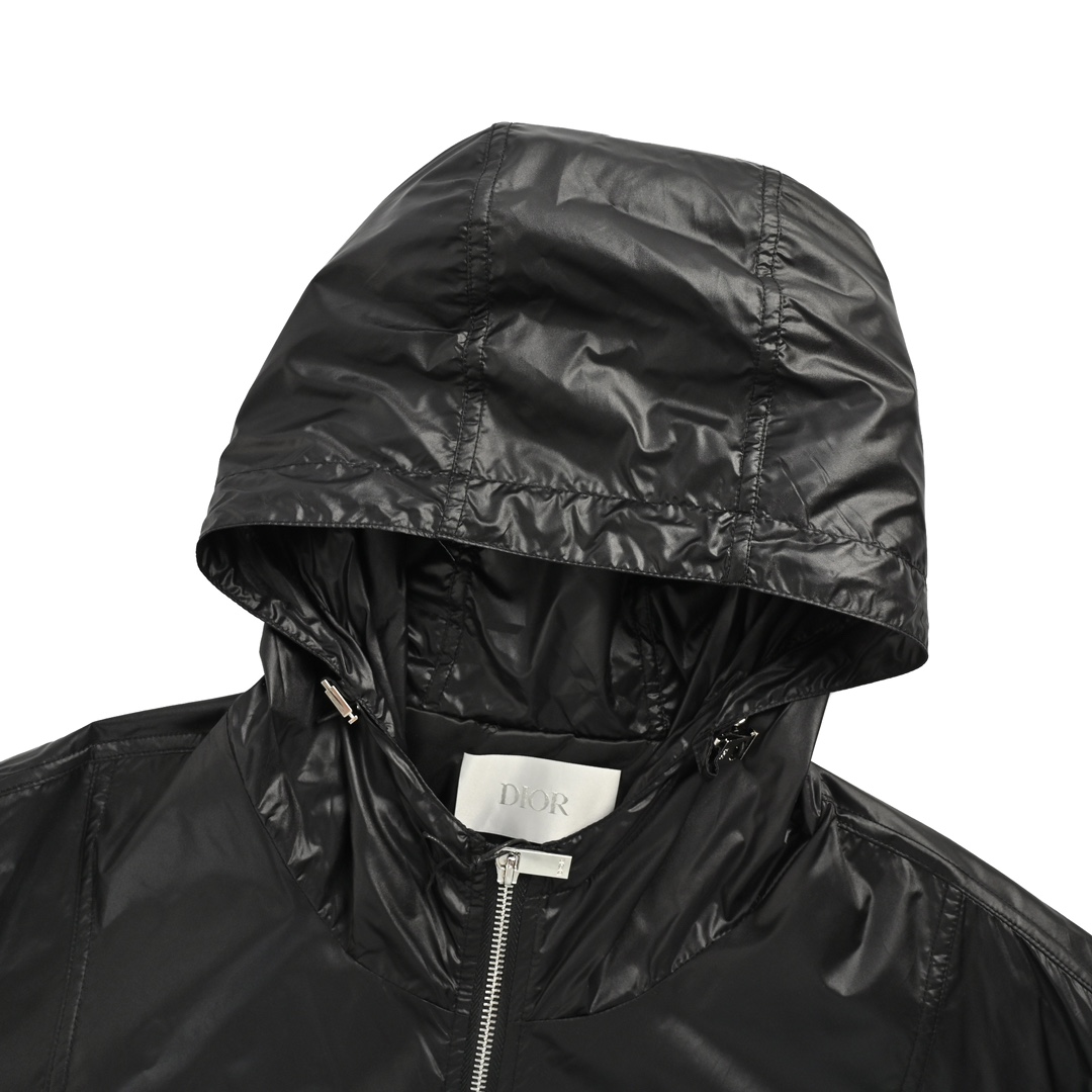 Dior 24Fw jacquard silk hooded jacket with sleeve badge