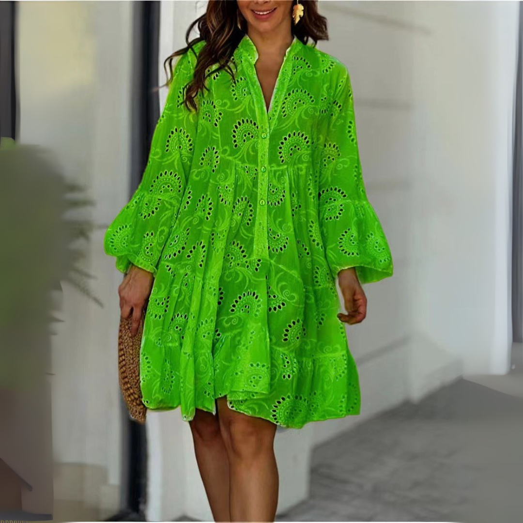 Embroidered Tiered Mini Dress