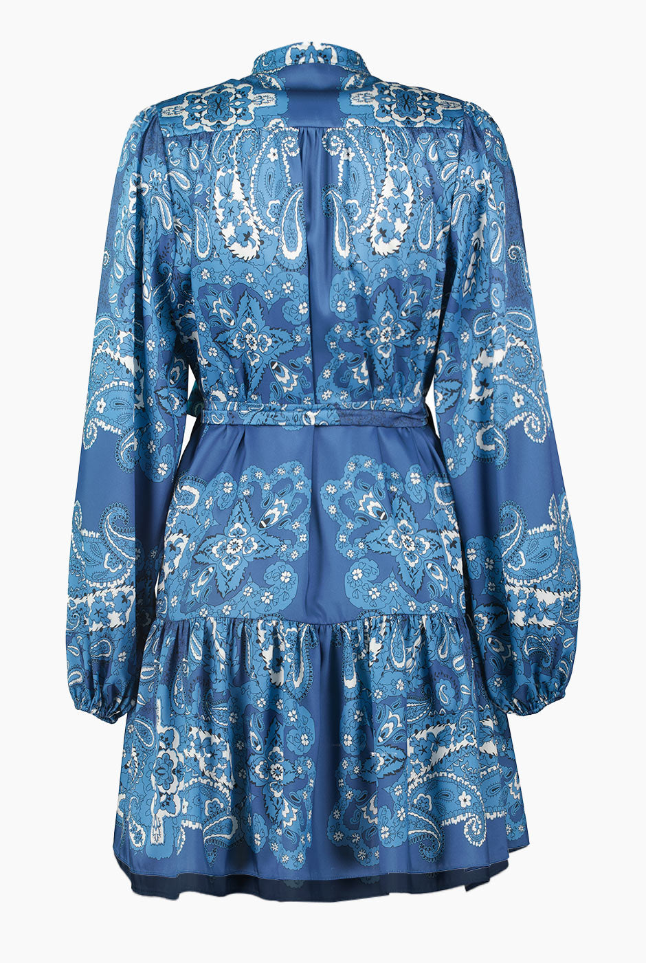 Vestido corto estampado con cinta
